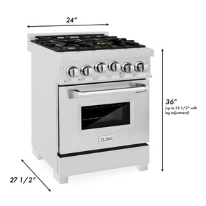 ZLINE 24" 2.8 cu. ft. Range with Gas Stove and Gas Oven in Fingerprint Resistant Stainless Steel with Brass Burners (RGS-SN-BR-24)