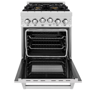 ZLINE 24" 2.8 cu. ft. Gas Oven and Gas Cooktop Range with Griddle and Brass Burners in Fingerprint Resistant Stainless Steel (RGS-SN-BR-GR-24)