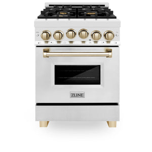 ZLINE Autograph Edition 24" 2.8 cu. ft. Range with Gas Stove and Gas Oven in Stainless Steel with Gold Accents (RGZ-24-G)