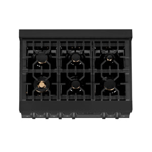 ZLINE 36" Porcelain Gas Stovetop in Black Stainless Steel with 6 Gas Stainless Steel Burners (RTB-36)