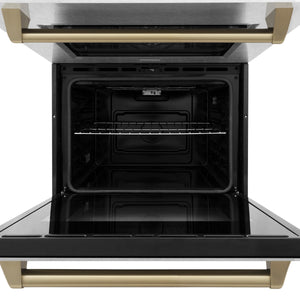 ZLINE 30" Autograph Edition Double Wall Oven with Self Clean and True Convection in Stainless Steel, Champagne Bronze