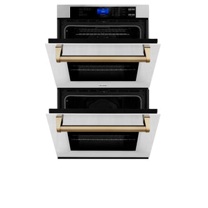 ZLINE 30" Autograph Edition Double Wall Oven with Self Clean and True Convection in Stainless Steel and Gold (AWDZ-30-G)