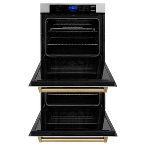 ZLINE 30" Autograph Edition Double Wall Oven with Self Clean and True Convection in Stainless Steel and Gold (AWDZ-30-G)