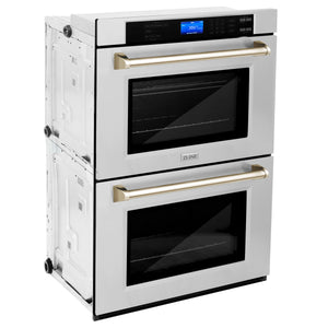 ZLINE 30" Autograph Edition Double Wall Oven with Self Clean and True Convection in Stainless Steel and Gold (AWDZ-30-G)