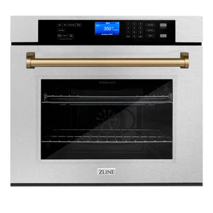 ZLINE 30" Autograph Edition Single Wall Oven with Self Clean and True Convection in, Stainless Steel, Champagne Bronze