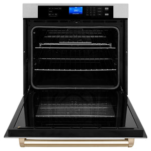 ZLINE 30" Autograph Edition Single Wall Oven with Self Clean and True Convection in Fingerprint Resistant Stainless Steel and Gold (AWSSZ-30-G)