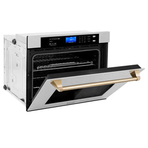 ZLINE 30" Autograph Edition Single Wall Oven with Self Clean and True Convection in Fingerprint Resistant Stainless Steel and Gold (AWSSZ-30-G)