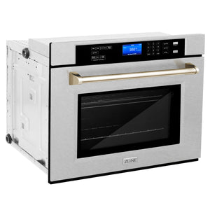 ZLINE 30" Autograph Edition Single Wall Oven with Self Clean and True Convection in Fingerprint Resistant Stainless Steel and Gold (AWSSZ-30-G)