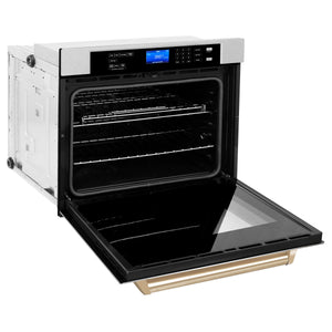 ZLINE 30" Autograph Edition Single Wall Oven with Self Clean and True Convection in Fingerprint Resistant Stainless Steel and Gold (AWSSZ-30-G)