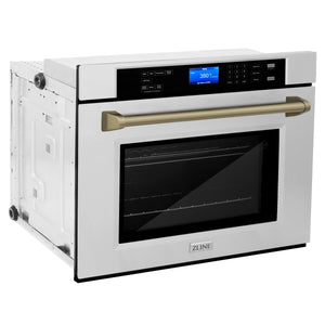 ZLINE 30" Autograph Edition Single Wall Oven with Self Clean and True Convection in Stainless Steel and Champagne Bronze (AWSZ-30-CB)