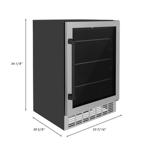 ZLINE 24" Monument Autograph Edition 154 Can Beverage Fridge in Stainless Steel with Matte Black Accents (RBV-US-24-MB)