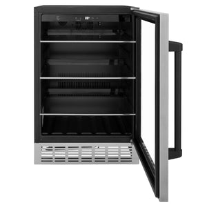 ZLINE 24" Monument Autograph Edition 154 Can Beverage Fridge in Stainless Steel with Matte Black Accents (RBV-US-24-MB)