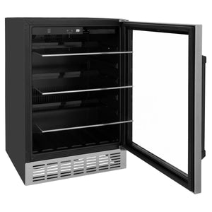 ZLINE 24" Monument Autograph Edition 154 Can Beverage Fridge in Stainless Steel with Matte Black Accents (RBV-US-24-MB)