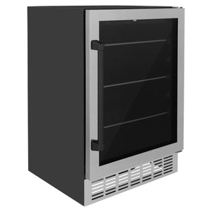 ZLINE 24" Monument Autograph Edition 154 Can Beverage Fridge in Stainless Steel with Matte Black Accents (RBV-US-24-MB)