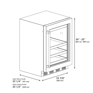 ZLINE 24 in. Touchstone 151 Can Beverage Fridge With Stainless Steel Glass Door (RBSO-GS-24)