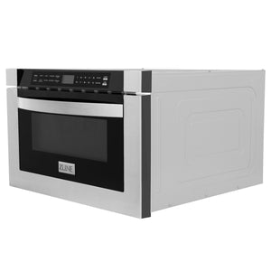 ZLINE Kitchen Package with Refrigeration, 30" Stainless Steel Dual Fuel Range, 30" Range Hood, Microwave Drawer, and 24" Tall Tub Dishwasher