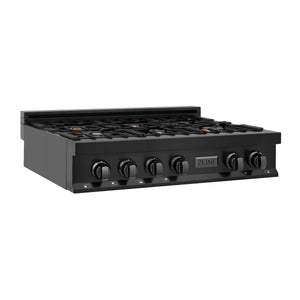 ZLINE 36" Porcelain Gas Stovetop in Black Stainless Steel with 6 Gas Stainless Steel Burners (RTB-36)