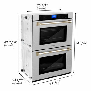 ZLINE 30" Autograph Edition Double Wall Oven with Self Clean and True Convection in Fingerprint Resistant Stainless Steel and Gold (AWDSZ-30-G)