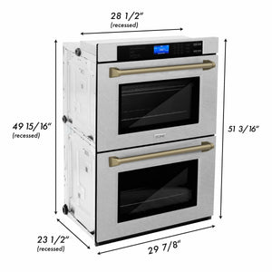 ZLINE 30" Autograph Edition Double Wall Oven with Self Clean and True Convection in Stainless Steel, Champagne Bronze