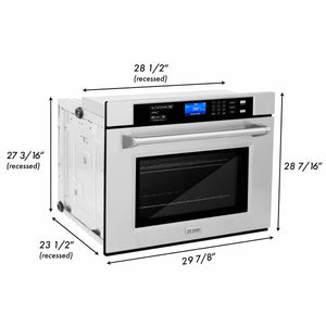 ZLINE Kitchen Package with Refrigeration, 30" Stainless Steel Rangetop, 30" Single Wall Oven, 30" Microwave Oven