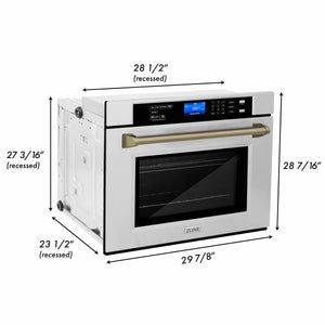 ZLINE 30" Autograph Edition Single Wall Oven with Self Clean and True Convection in Stainless Steel and Champagne Bronze (AWSZ-30-CB)