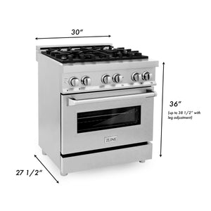 ZLINE 30" 4.0 cu. ft. Dual Fuel Range with Gas Stove and Electric Oven in Fingerprint Resistant Stainless Steel (RA-SN-30)