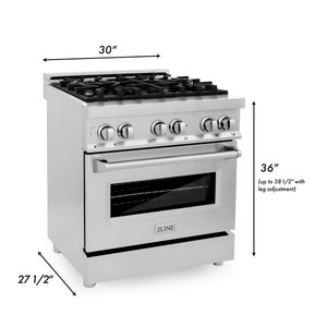 ZLINE 30" 4.0 cu. ft. Dual Fuel Range with Gas Stove and Electric Oven in Stainless Steel (RA30)