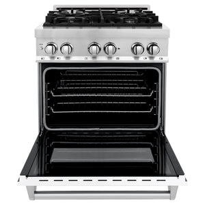 ZLINE 30" 4.0 cu. ft. Dual Fuel Range with Gas Stove and Electric Oven in Stainless Steel and White Matte Door (RA-WM-30)