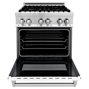 ZLINE 30" 4.0 cu. ft. Electric Oven and Gas Cooktop Dual Fuel Range with Griddle and White Matte Door in Stainless Steel (RA-WM-GR-30)