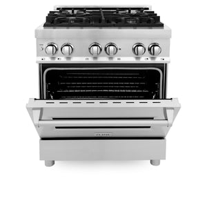 ZLINE 30" 4.0 cu. ft. Dual Fuel Range with Gas Stove and Electric Oven in Stainless Steel (RA30)