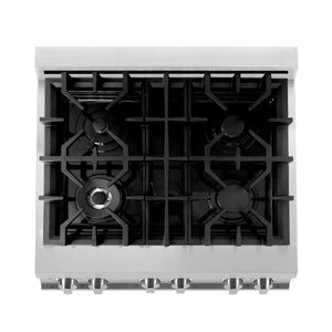 ZLINE 30" 4.0 cu. ft. Dual Fuel Range with Gas Stove and Electric Oven in Stainless Steel and Black Matte Door (RA-BLM-30)