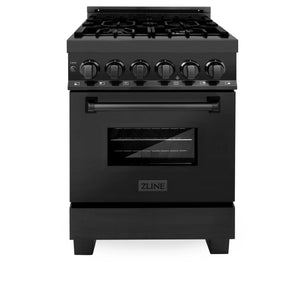 ZLINE 24" 2.8 cu. ft. Dual Fuel Range with Gas Stove and Electric Oven in Black Stainless Steel (RAB-24)