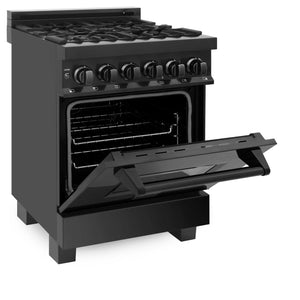 ZLINE 24" 2.8 cu. ft. Dual Fuel Range with Gas Stove and Electric Oven in Black Stainless Steel (RAB-24)