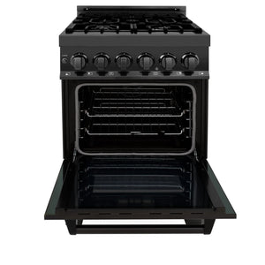 ZLINE 24" 2.8 cu. ft. Dual Fuel Range with Gas Stove and Electric Oven in Black Stainless Steel (RAB-24)