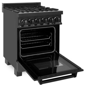 ZLINE 24" 2.8 cu. ft. Dual Fuel Range with Gas Stove and Electric Oven in Black Stainless Steel (RAB-24)