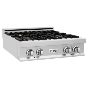 ZLINE 30" Porcelain Gas Stovetop with 4 Gas Brass Burners and Griddle (RT-BR-GR-30)