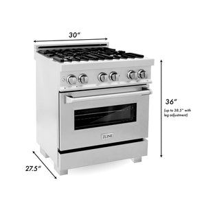 ZLINE 30" 4.0 cu. ft. Dual Fuel Range with Gas Stove and Electric Oven in Fingerprint Resistant Stainless Steel and Door (RAS-30)