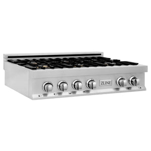 ZLINE 36 in. Porcelain Gas Stovetop with Griddle and Brass Burners (RT-BR-GR-36)