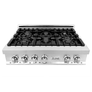 ZLINE 36 in. Porcelain Gas Stovetop with Griddle in Stainless Steel (RT-GR-36)