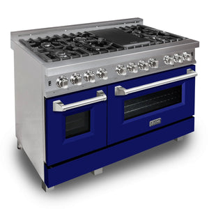 ZLINE 48" 6.0 cu. ft. Dual Fuel Range with Gas Stove and Electric Oven in Fingerprint Resistant Stainless Steel (RAS-48)