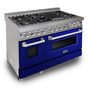 ZLINE 48" 6.0 cu. ft. Dual Fuel Range with Gas Stove and Electric Oven in Fingerprint Resistant Stainless Steel (RAS-48)