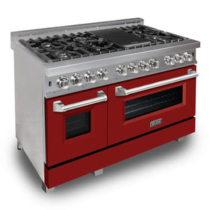 ZLINE 48" 6.0 cu. ft. Dual Fuel Range with Gas Stove and Electric Oven in Fingerprint Resistant Stainless Steel (RAS-48)