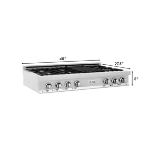 ZLINE 48 in. Porcelain Gas Stovetop with Griddle and Brass Burners (RT-BR-GR-48)