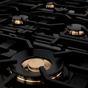 ZLINE 36" Porcelain Gas Stovetop in Black Stainless Steel with 6 Gas Brass Burners (RTB-BR-36)