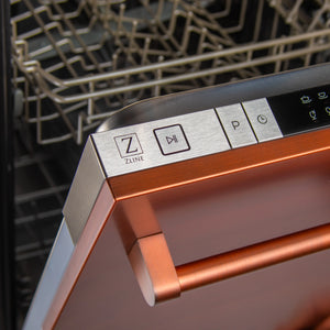 ZLINE 24 in. Copper Top Control Dishwasher with Stainless Steel Tub and Modern Style Handle, 52dBa