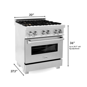 ZLINE 30" 4.0 cu. ft. Electric Oven and Gas Cooktop Dual Fuel Range with Griddle, Brass Burners in Fingerprint Resistant Stainless