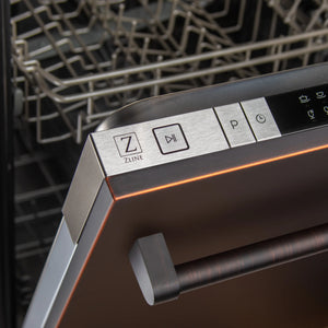 ZLINE 18 in. Compact Oil-Rubbed Bronze Top Control Dishwasher with Stainless Steel Tub and Traditional Style Handle, 52dBa