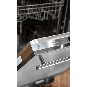 ZLINE 24 in. Stainless Steel Top Control Dishwasher with Stainless Steel Tub and Modern Style Handle, 52dBa