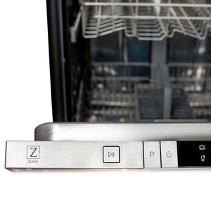 ZLINE 24 in. Black Stainless Top Control Dishwasher with Stainless Steel Tub and Modern Style Handle, 52dBa