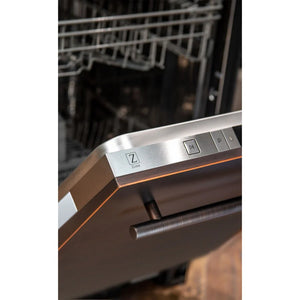 ZLINE 24 in. Oil-Rubbed Bronze Top Control Dishwasher with Stainless Steel Tub and Modern Style Handle, 52dBa